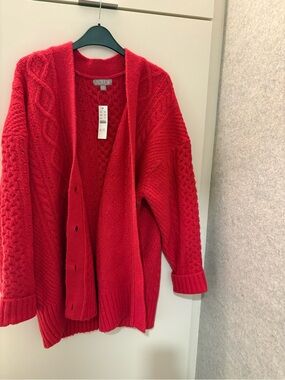 J. Crew Oversized Cable Knit Cardigan Sweater.